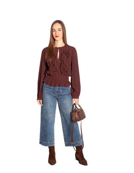Blusa plumeti color chocolate Sadiane Ange Sommes Demode Zaragoza