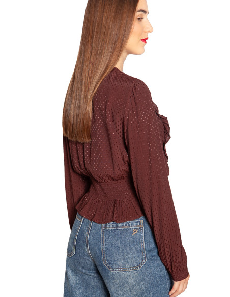 Blusa plumeti color chocolate Sadiane Ange Sommes Demode Zaragoza