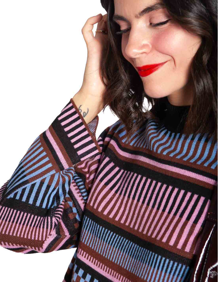 Comprar Jersey geometría azul rosa Limhamn Dedicated en Sommes Demode