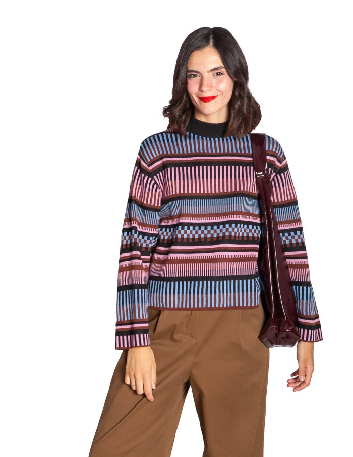 Comprar Jersey geometría azul rosa Limhamn Dedicated en Sommes Demode