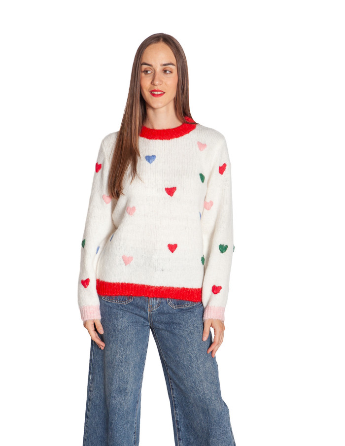 Comprar Jersey crudo con corazones Belablue de ICHI en Sommes Demode