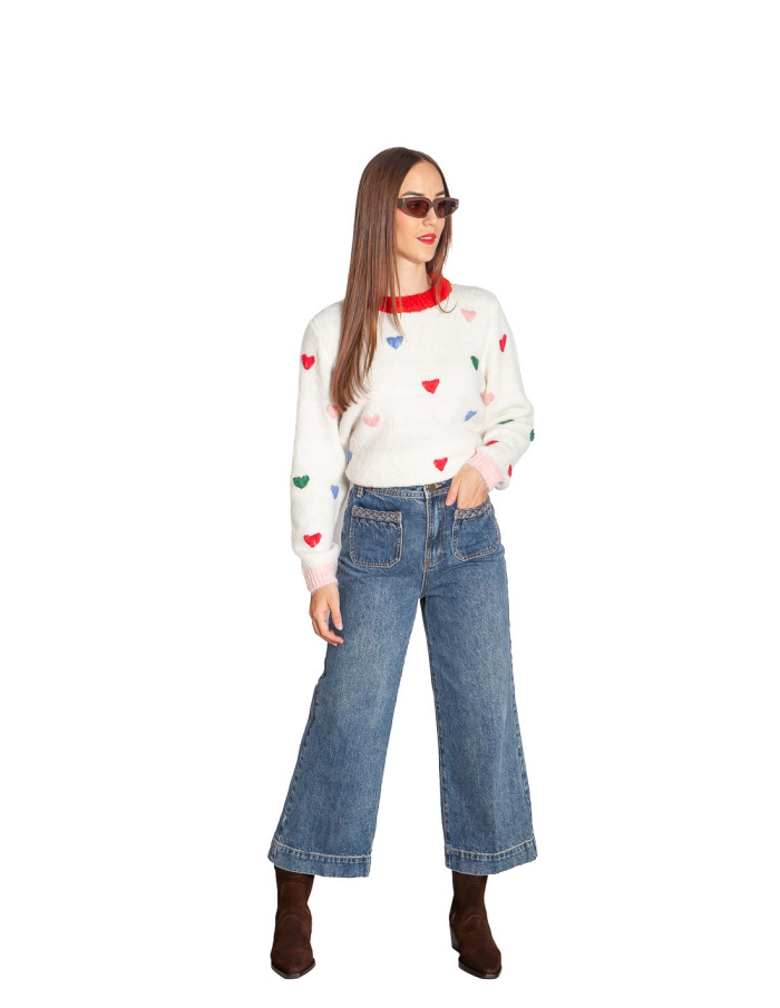 Comprar Jersey crudo con corazones Belablue de ICHI en Sommes Demode