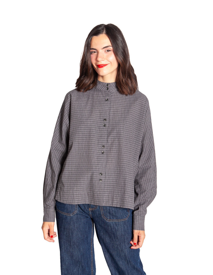 Comprar Camisa cinturón cuadrícula gris Fabunni ICHI en Sommes Demode
