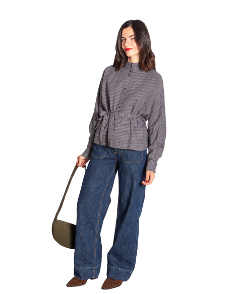Comprar Camisa cinturón cuadrícula gris Fabunni ICHI en Sommes Demode