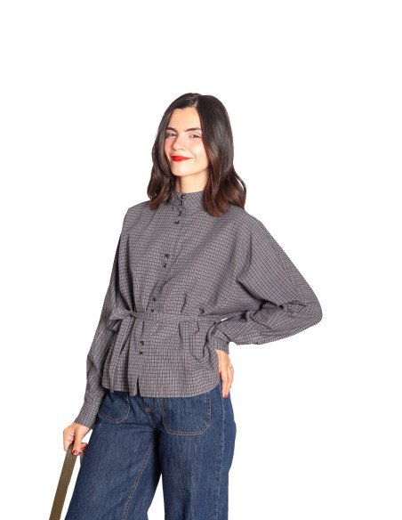 Comprar Camisa cinturón cuadrícula gris Fabunni ICHI en Sommes Demode