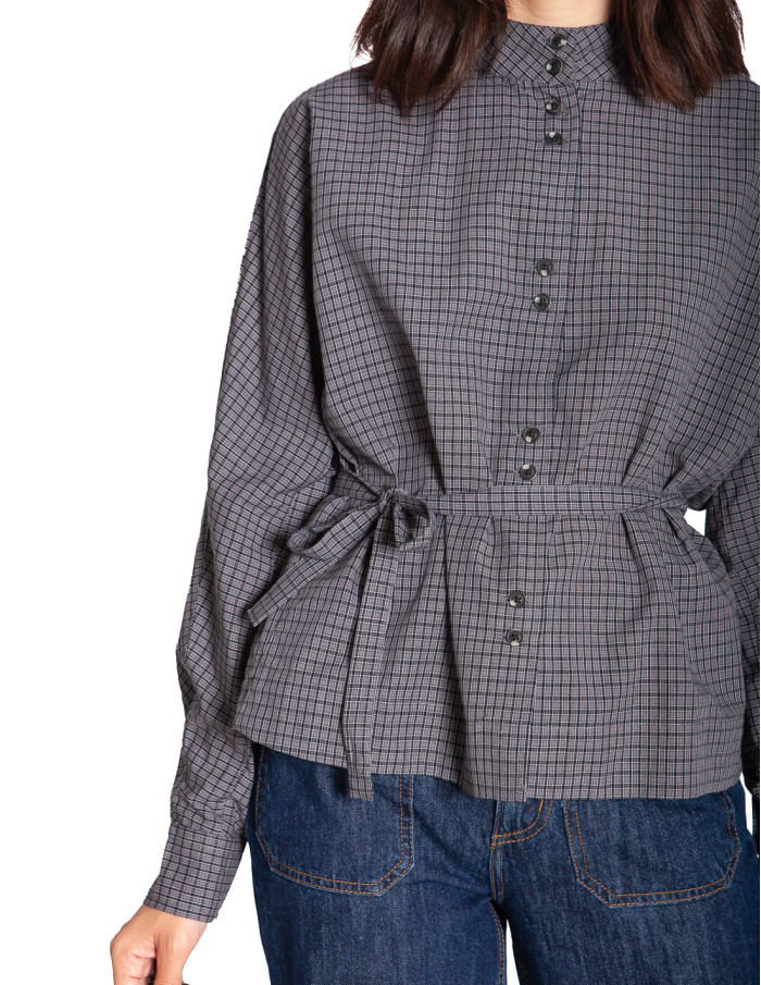 Comprar Camisa cinturón cuadrícula gris Fabunni ICHI en Sommes Demode