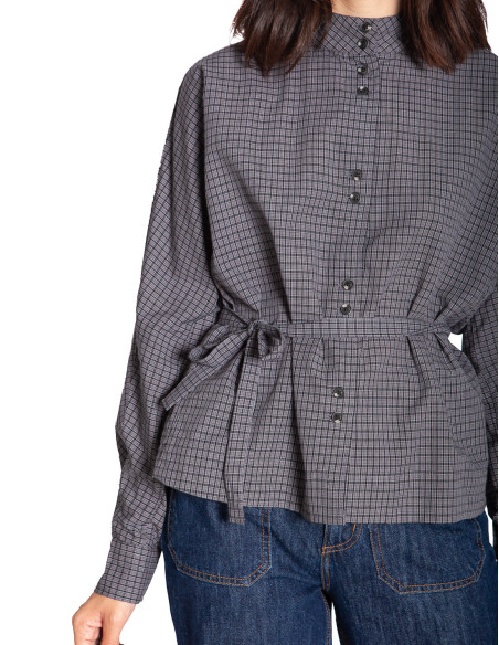 Comprar Camisa cinturón cuadrícula gris Fabunni ICHI en Sommes Demode