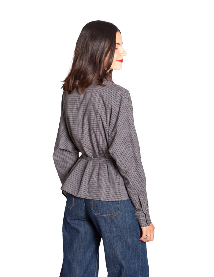 Comprar Camisa cinturón cuadrícula gris Fabunni ICHI en Sommes Demode