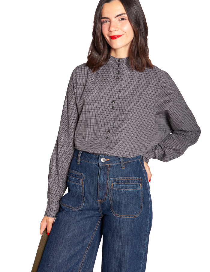 Comprar Camisa cinturón cuadrícula gris Fabunni ICHI en Sommes Demode