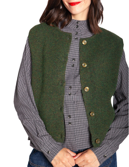Comprar Chaleco punto botones verde musgo Panora ICHI en Sommes Demode