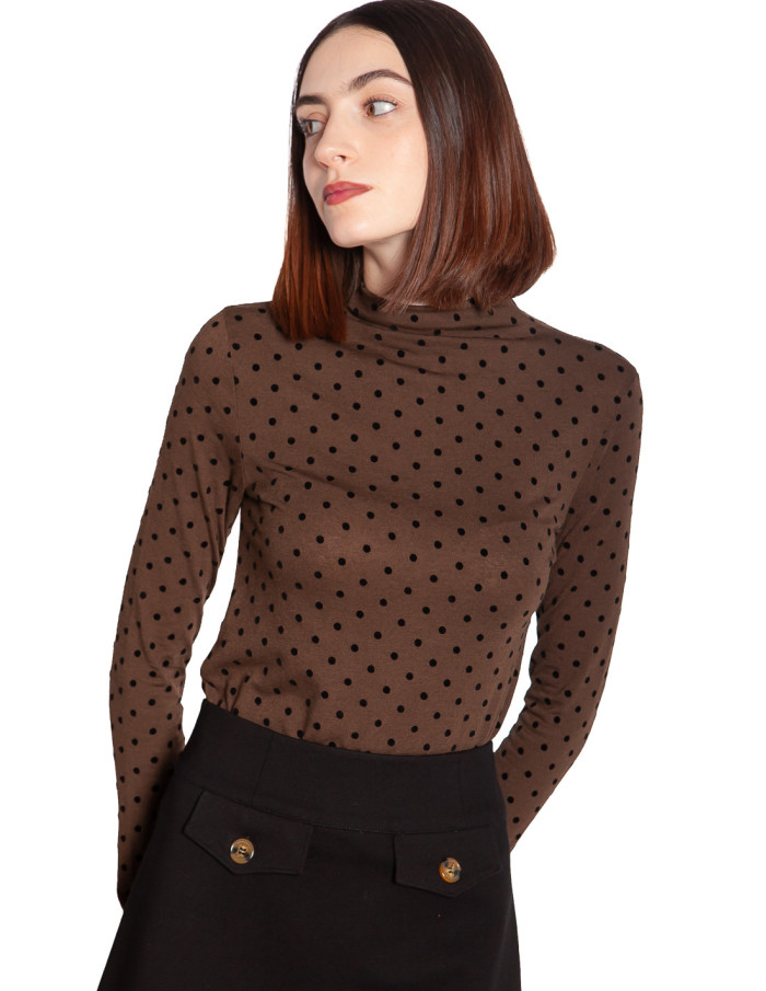 Comprar Camiseta marrón mini lunares Compañía Fantástica Sommes Demode