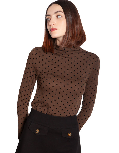 Comprar Camiseta marrón mini lunares Compañía Fantástica Sommes Demode