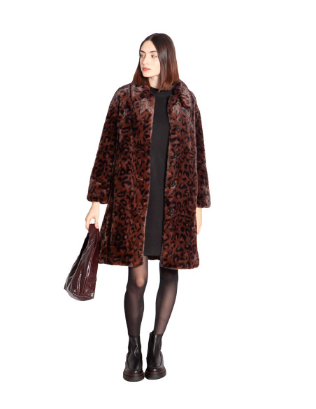 Comprar Abrigo pelo marron animal print Ilse King Louie en Sommes Demode