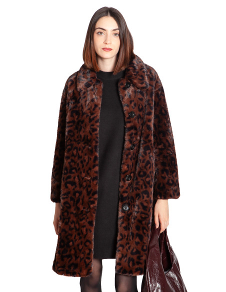 Comprar Abrigo pelo marron animal print Ilse King Louie en Sommes Demode