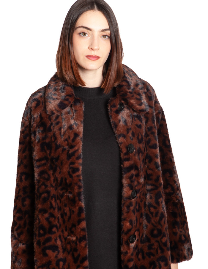 Comprar Abrigo pelo marron animal print Ilse King Louie en Sommes Demode