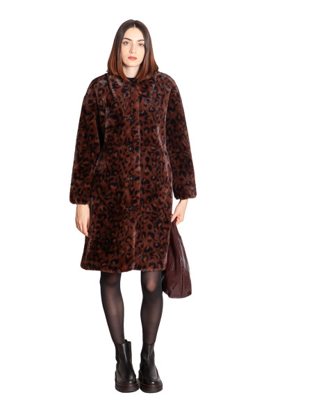Comprar Abrigo pelo marron animal print Ilse King Louie en Sommes Demode