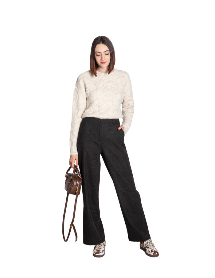 PANTALON RECTO DE LANA COLOR GRIS DANIELA BYOUNG SOMMES DEMODE ZARAGOZA