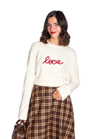 JERSEY COLOR CRUDO BORDADO LOVE AUBIN GRACE AND MILA SOMMES DEMODE ZARAGOZA