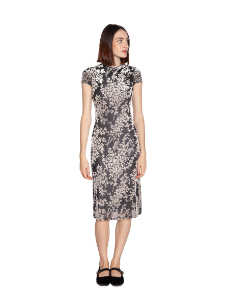 VESTIDO MIDI ESTAMPADO DEVORE BLANCO Y NEGRO WILD PONY SOMMES DEMODE ZARAGOZA