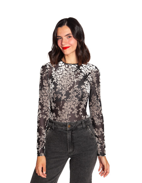 TOP ESTAMPADO DEVORE BLANCO Y NEGRO WILD PONY SOMMES DEMODE ZARAGOZA