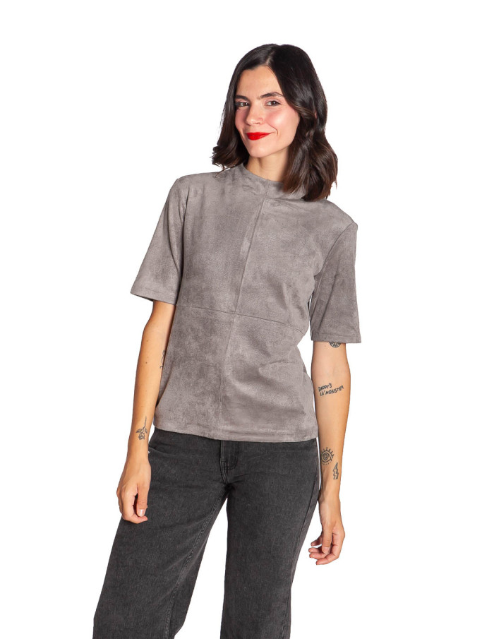 TOP TEJIDO ATERCIOPELADO COLOR GRIS YAYA SOMMES DEMODE ZARAGOZA