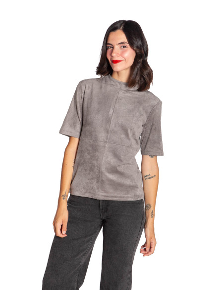 TOP TEJIDO ATERCIOPELADO COLOR GRIS YAYA SOMMES DEMODE ZARAGOZA