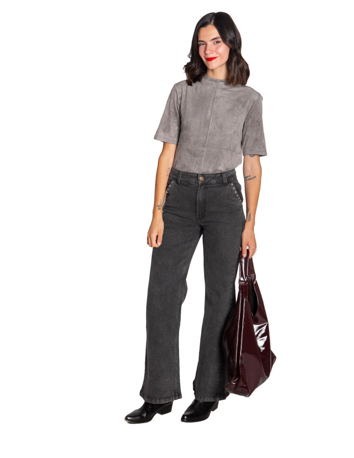 TOP TEJIDO ATERCIOPELADO COLOR GRIS YAYA SOMMES DEMODE ZARAGOZA
