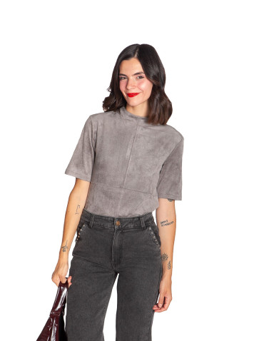 TOP TEJIDO ATERCIOPELADO COLOR GRIS YAYA SOMMES DEMODE ZARAGOZA