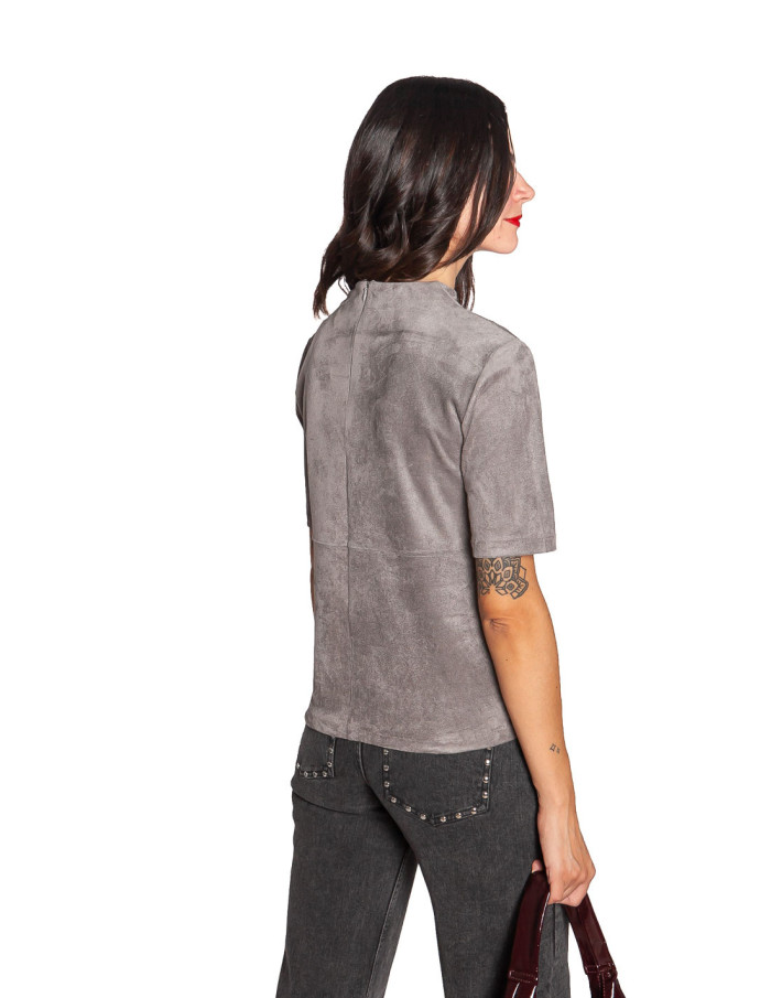 TOP TEJIDO ATERCIOPELADO COLOR GRIS YAYA SOMMES DEMODE ZARAGOZA