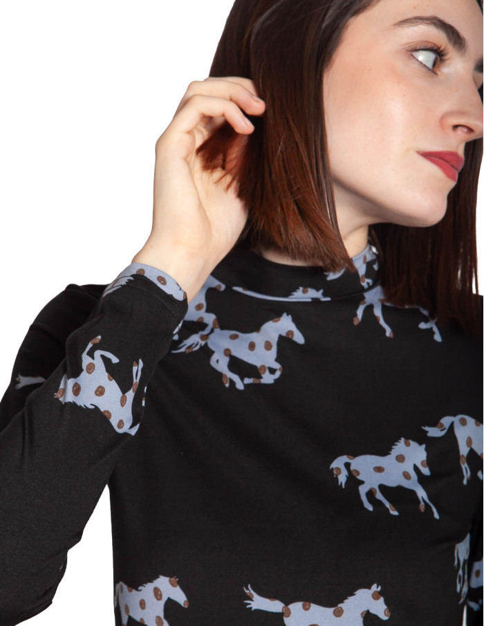CAMISETA NEGRA ESTAMPADO HORSE COMPAÑIA FANTASTICA SOMMES DEMODE ZARAGOZA