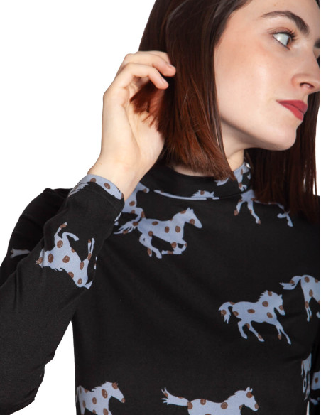 CAMISETA NEGRA ESTAMPADO HORSE COMPAÑIA FANTASTICA SOMMES DEMODE ZARAGOZA