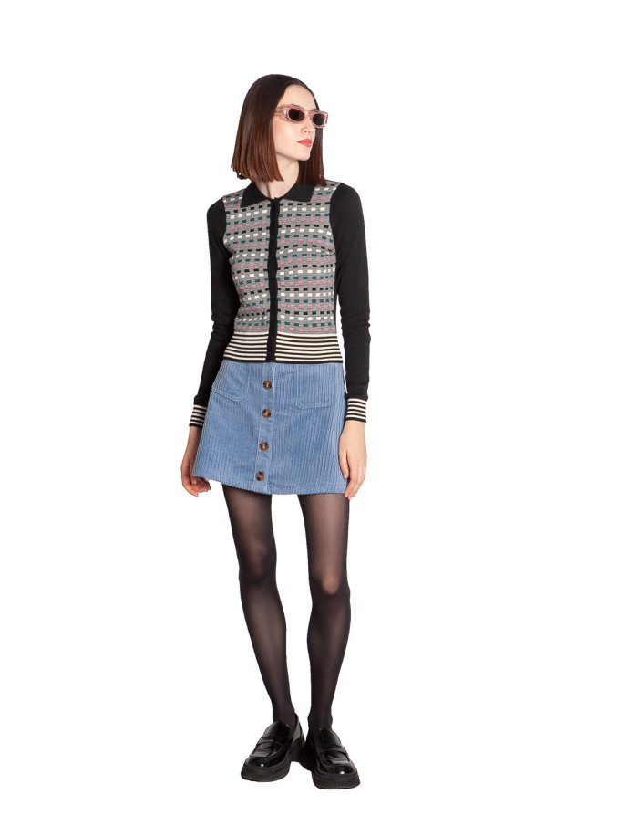 CARDIGAN NEGRO CUADRITOS DE COLORES SOFIE KING LOUIE SOMMES DEMODE ZARAGOZA