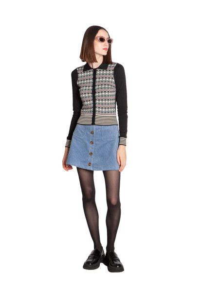 CARDIGAN NEGRO CUADRITOS DE COLORES SOFIE KING LOUIE SOMMES DEMODE ZARAGOZA