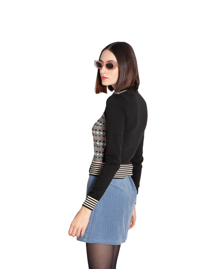 CARDIGAN NEGRO CUADRITOS DE COLORES SOFIE KING LOUIE SOMMES DEMODE ZARAGOZA