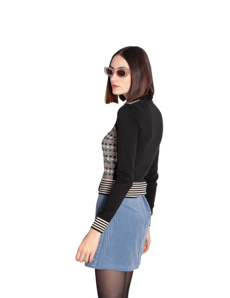 CARDIGAN NEGRO CUADRITOS DE COLORES SOFIE KING LOUIE SOMMES DEMODE ZARAGOZA