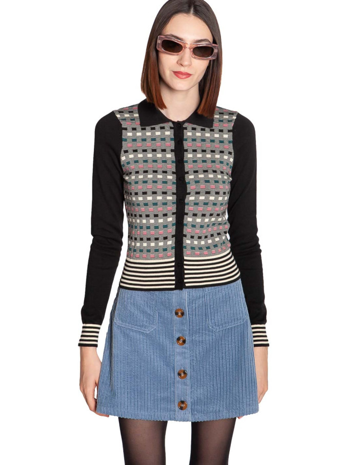 CARDIGAN NEGRO CUADRITOS DE COLORES SOFIE KING LOUIE SOMMES DEMODE ZARAGOZA